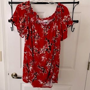 Off the shoulder floral stretch top 1x